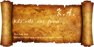 Körözsi Anna névjegykártya