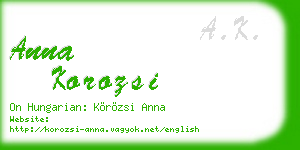 anna korozsi business card